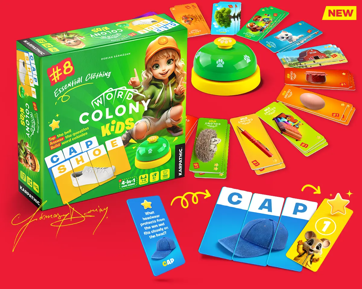 Essential Clothing Word Colony Kids game created by Dorian Sarmasan a romanian games designer and creative director of Karpathic Brands